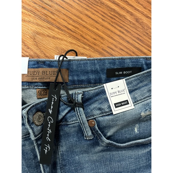 Judy Blue High Waist Slim Bootcut Jeans Tummy Control Side Slit 9/29 JB88930-MD - Picture 3 of 6